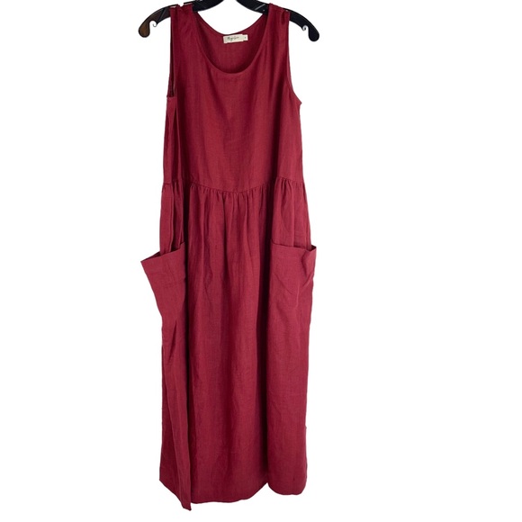 magic linen Dresses Magic Linen Red Midi Dress Poshmark